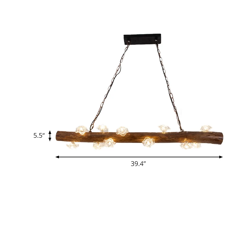 Open lamp slaapkamer eilandverlichting platteland hout 12 lampen bruin hanglampset Clearhalo