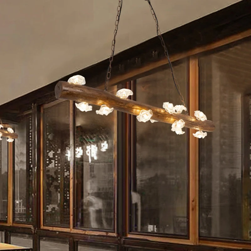 Open lamp slaapkamer eilandverlichting platteland hout 12 lampen bruin hanglampset Clearhalo