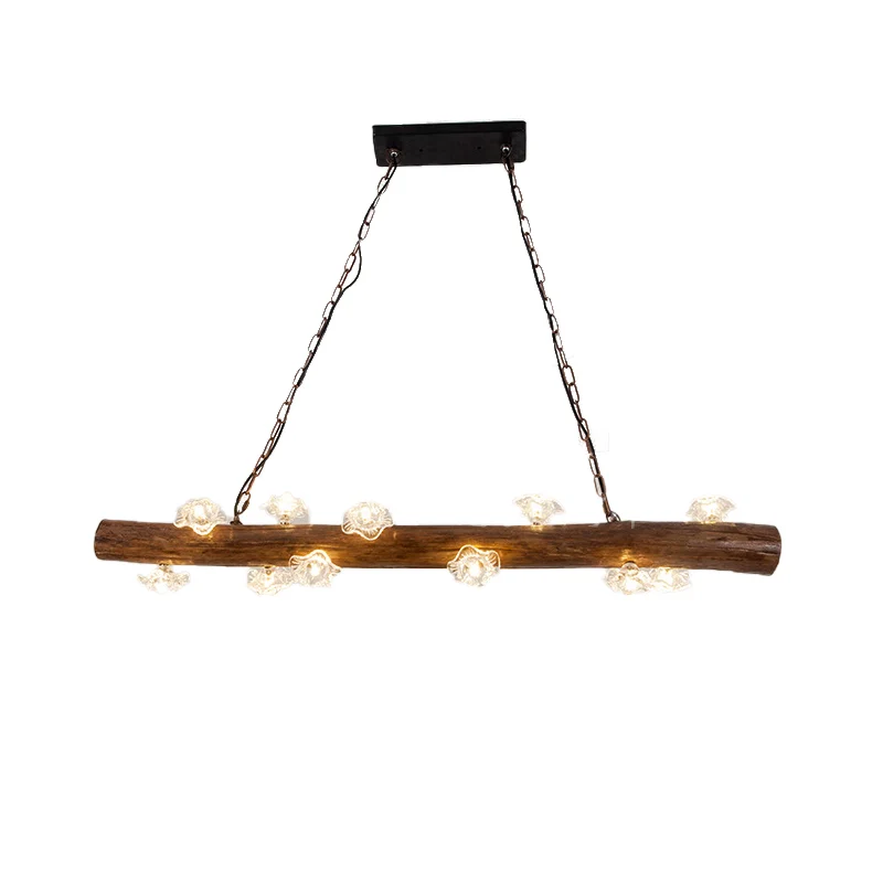 Open lamp slaapkamer eilandverlichting platteland hout 12 lampen bruin hanglampset Clearhalo