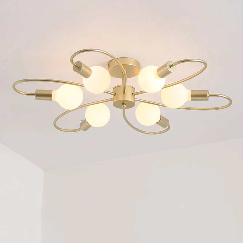 Open lampontwerp plafondarmatuur modern metaal messing semi-inbouwlamp voor woonkamer Clearhalo