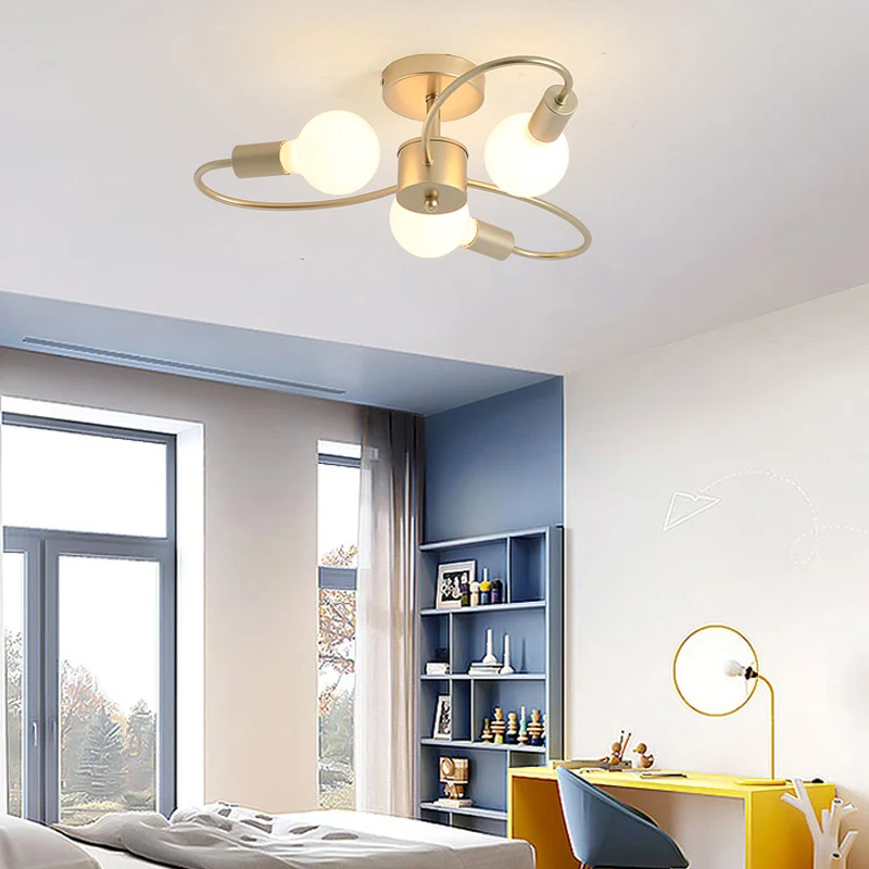 Open lampontwerp plafondarmatuur modern metaal messing semi-inbouwlamp voor woonkamer Clearhalo
