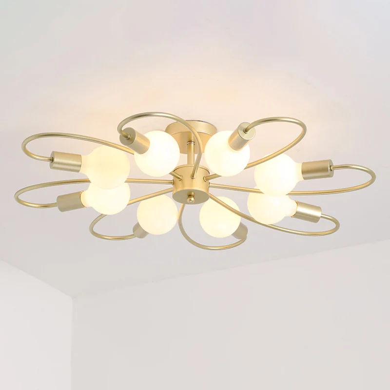 Open lampontwerp plafondarmatuur modern metaal messing semi-inbouwlamp voor woonkamer Clearhalo