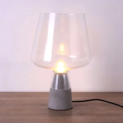 Open tafellamp modern grijs/bruin/helder glas 1-lichts leesnachttafellamp met cementbasis, 8"/10" breed Clearhalo