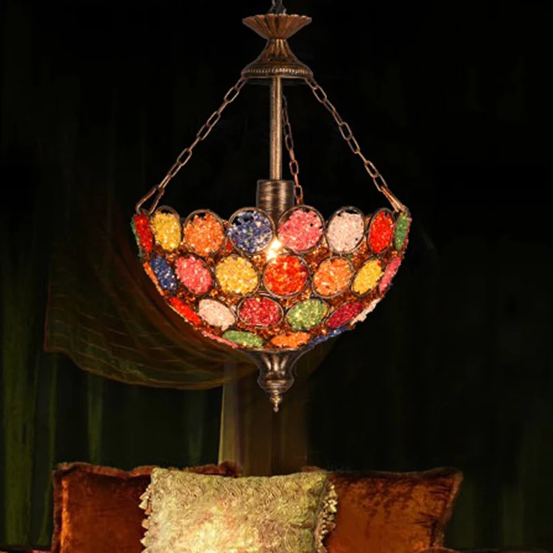 Oranje komvormige hanglamp Boheems metaal 1 lamp restaurant hanglamp Clearhalo