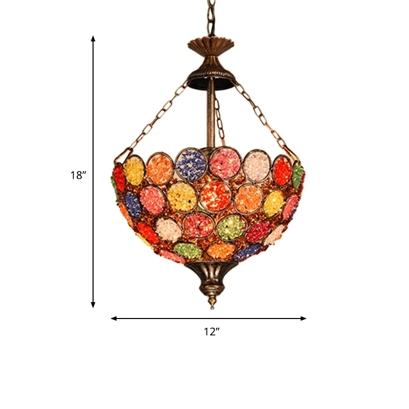 Oranje komvormige hanglamp Boheems metaal 1 lamp restaurant hanglamp Clearhalo