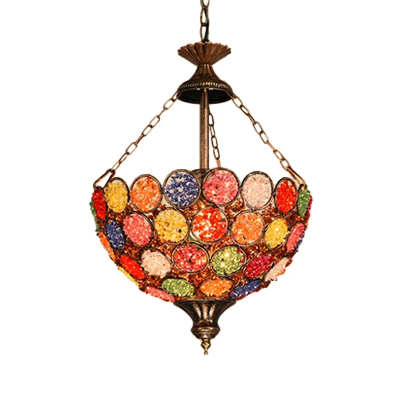 Oranje komvormige hanglamp Boheems metaal 1 lamp restaurant hanglamp Clearhalo