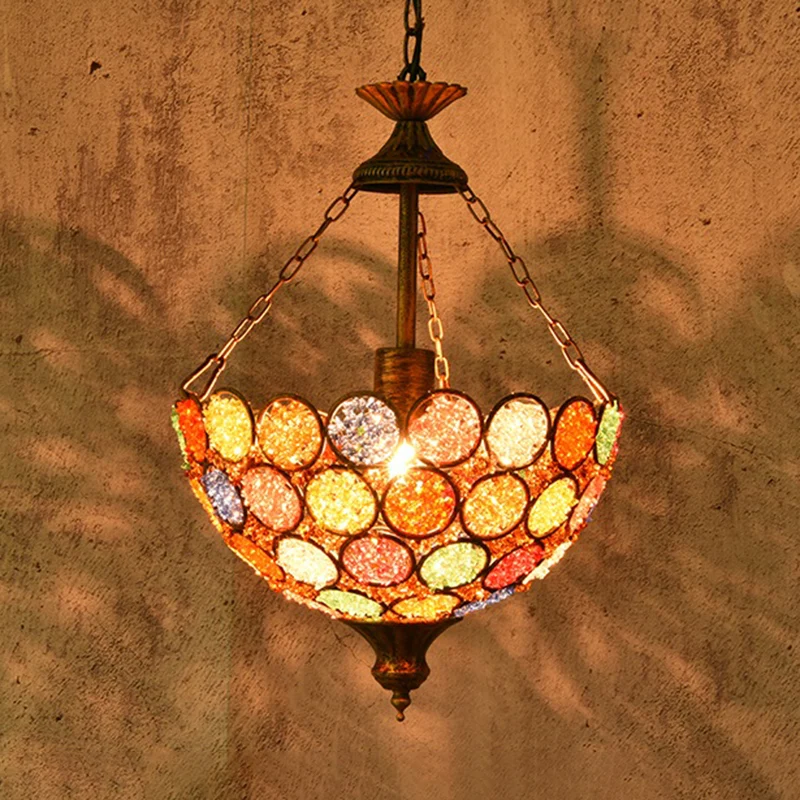 Oranje komvormige hanglamp Boheems metaal 1 lamp restaurant hanglamp Clearhalo