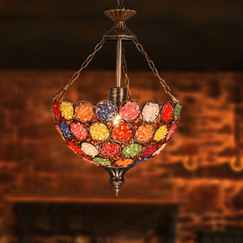 Oranje komvormige hanglamp Boheems metaal 1 lamp restaurant hanglamp Clearhalo