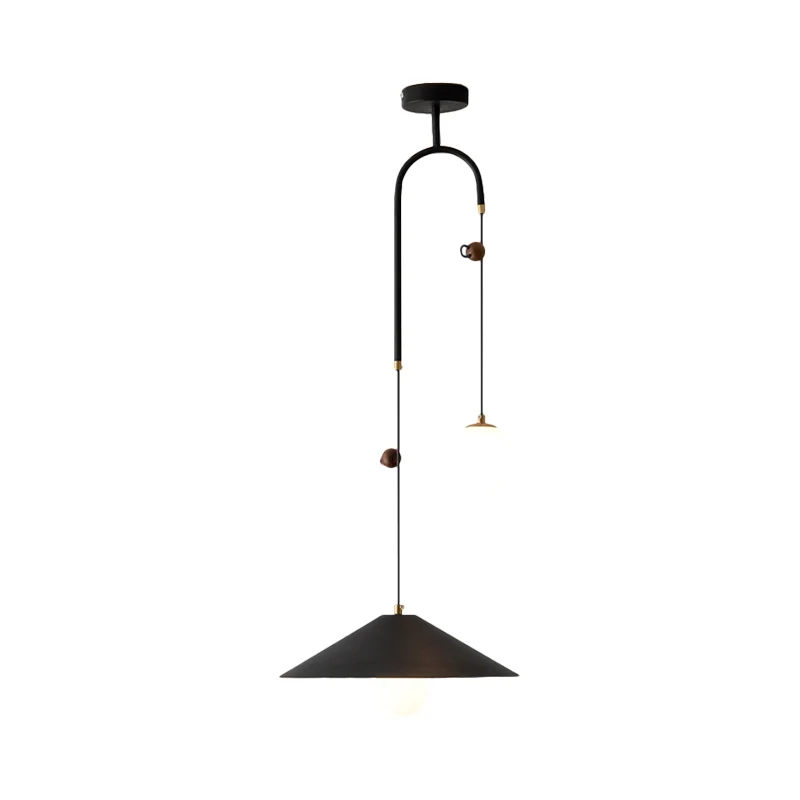 Orb opaalglas multi-licht hanglamp modernisme 2 lampen wit/zwart slingerlamp met 1-kegel ijzeren kap, 10"/14" breed Clearhalo