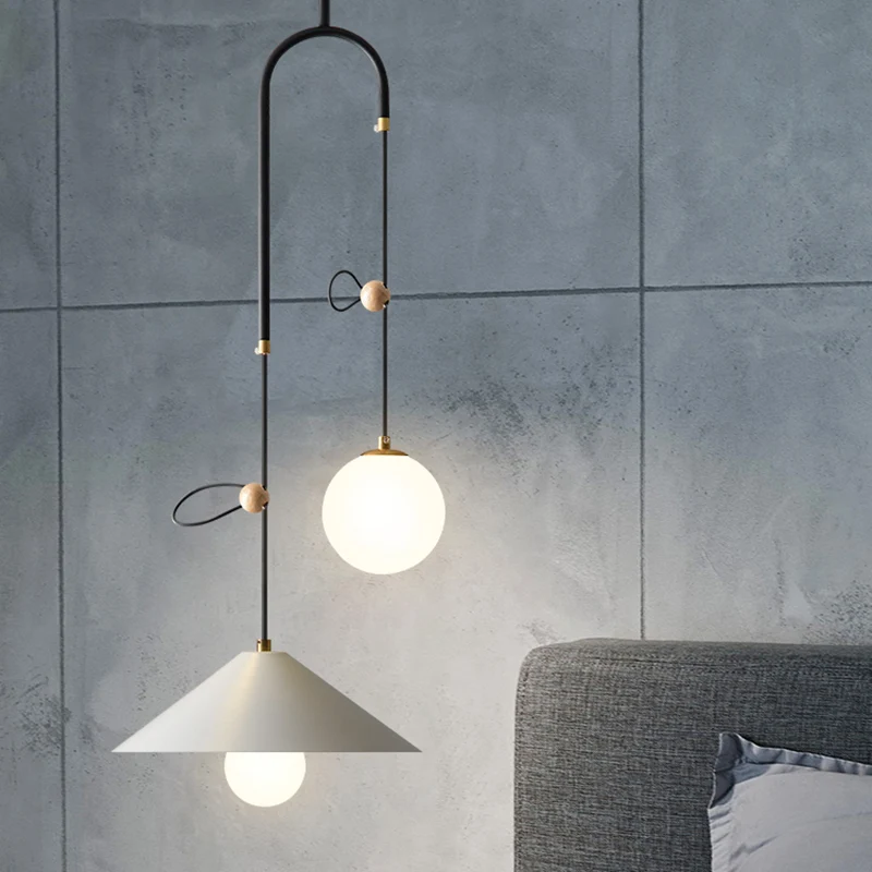 Orb opaalglas multi-licht hanglamp modernisme 2 lampen wit/zwart slingerlamp met 1-kegel ijzeren kap, 10"/14" breed Clearhalo