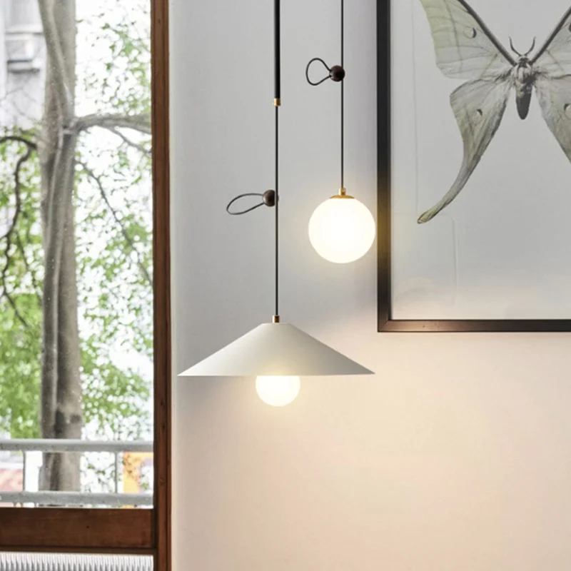 Orb opaalglas multi-licht hanglamp modernisme 2 lampen wit/zwart slingerlamp met 1-kegel ijzeren kap, 10"/14" breed Clearhalo