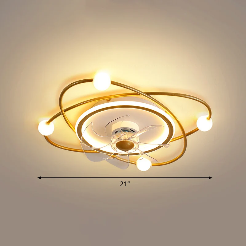 Orbit acryl LED semi-mount verlichting Noordse afstandsbediening 6 bladen plafondventilator licht, 21 "breed Clearhalo