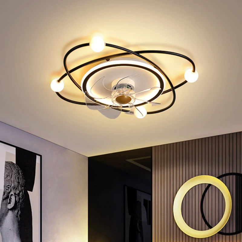 Orbit acryl LED semi-mount verlichting Noordse afstandsbediening 6 bladen plafondventilator licht, 21 "breed Clearhalo