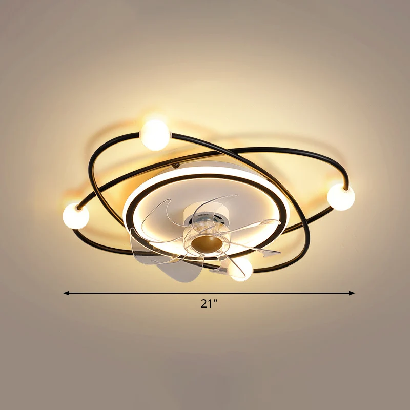 Orbit acryl LED semi-mount verlichting Noordse afstandsbediening 6 bladen plafondventilator licht, 21 "breed Clearhalo
