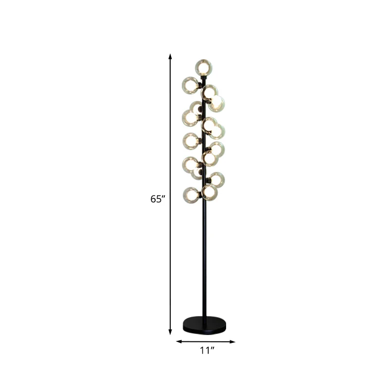 Orb-vorm leeslamp Scandinavisch glas LED zwart staande lamp met boomontwerp voor slaapkamer Clearhalo