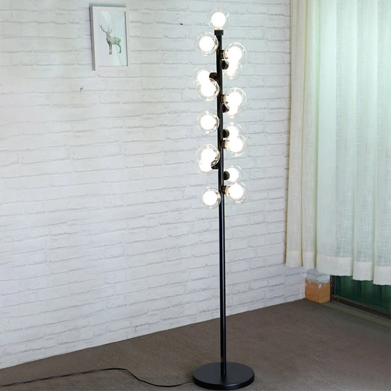 Orb-vorm leeslamp Scandinavisch glas LED zwart staande lamp met boomontwerp voor slaapkamer Clearhalo