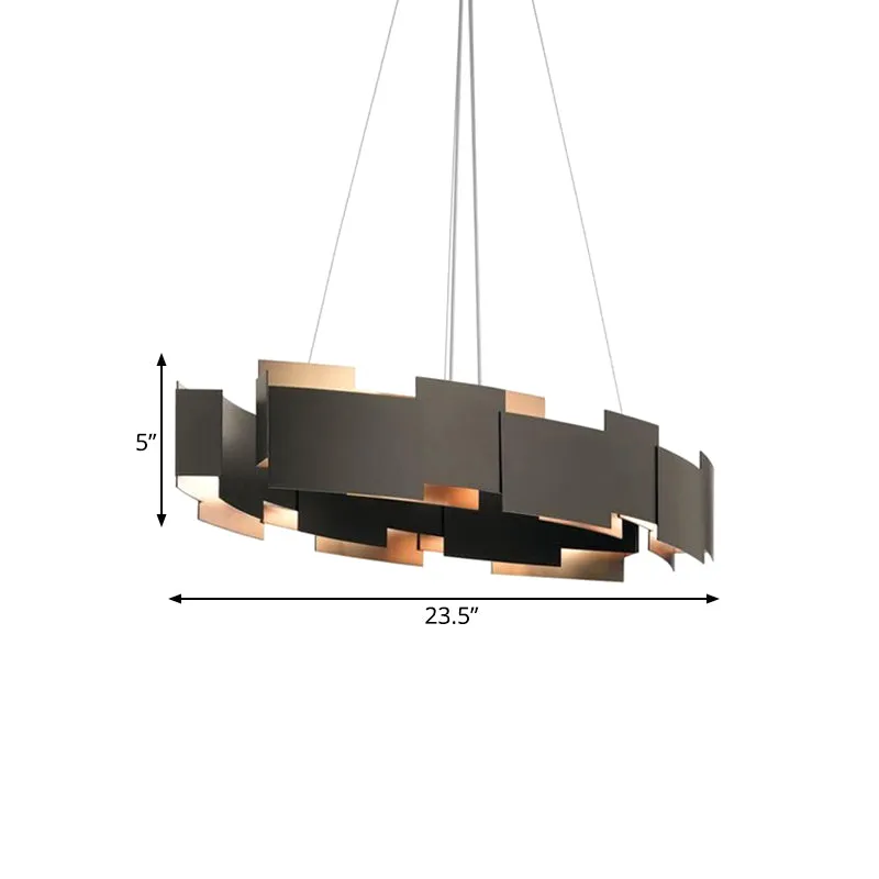 Ovaal Piecing Parlor Suspension Light Iron 8 lampen Moderne stijl kroonluchter zwart en goud aan de binnenkant Clearhalo