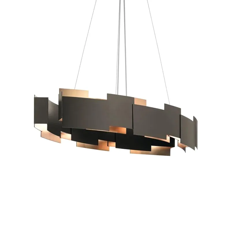 Ovaal Piecing Parlor Suspension Light Iron 8 lampen Moderne stijl kroonluchter zwart en goud aan de binnenkant Clearhalo