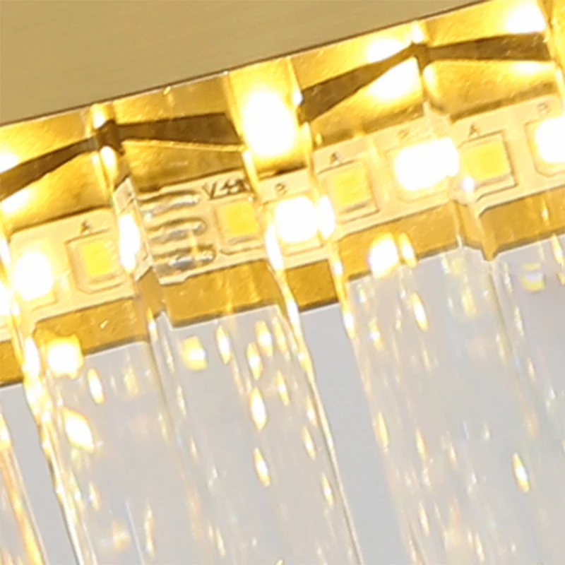 Ovale eetkamer hanglampset Driezijdige kristallen staaf Postmoderne LED-kroonluchterlicht goud Clearhalo