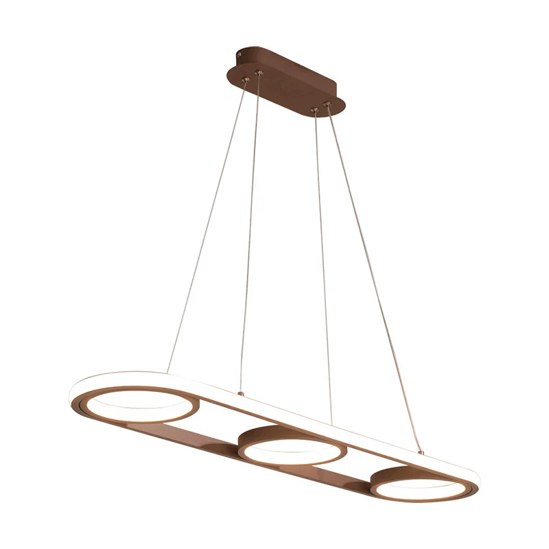 Ovale eiland hanglamp modernisme metaal koffie LED hanglamp, warm/wit licht Clearhalo