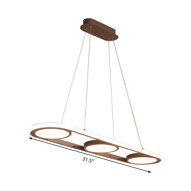 Ovale eiland hanglamp modernisme metaal koffie LED hanglamp, warm/wit licht Clearhalo