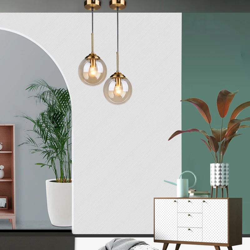Ovale glazen moderne minimalistische hanglamp met een diameter van 6 inch Koffiewinkel hanglamp met ophangdraad van 47 inc...