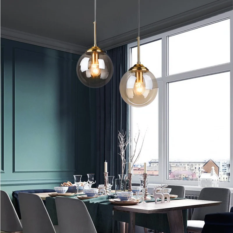 Ovale glazen moderne minimalistische hanglamp met een diameter van 6 inch Koffiewinkel hanglamp met ophangdraad van 47 inc...