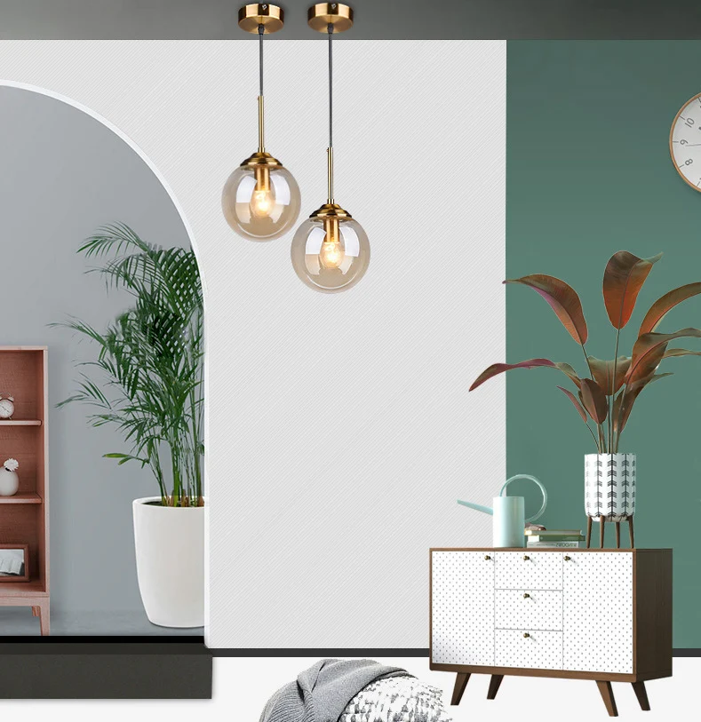 Ovale glazen moderne minimalistische hanglamp met een diameter van 6 inch Koffiewinkel hanglamp met ophangdraad van 47 inc...