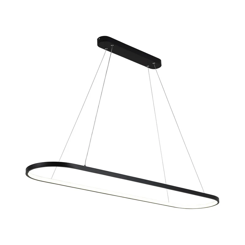 Ovale hangende verlichtingsarmatuur moderne stijl metalen LED-restaurant eilandlicht zwart/wit Clearhalo