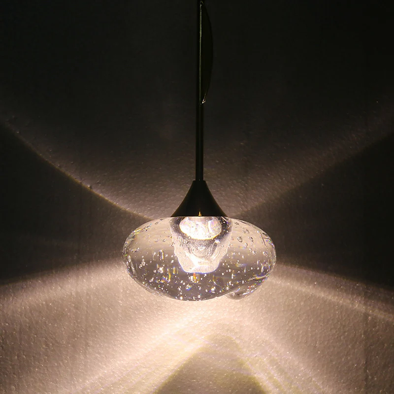 Ovale hanglamp van helder gezaaid glas, eigentijds, 1-lichts messing hangende plafondlamp Clearhalo