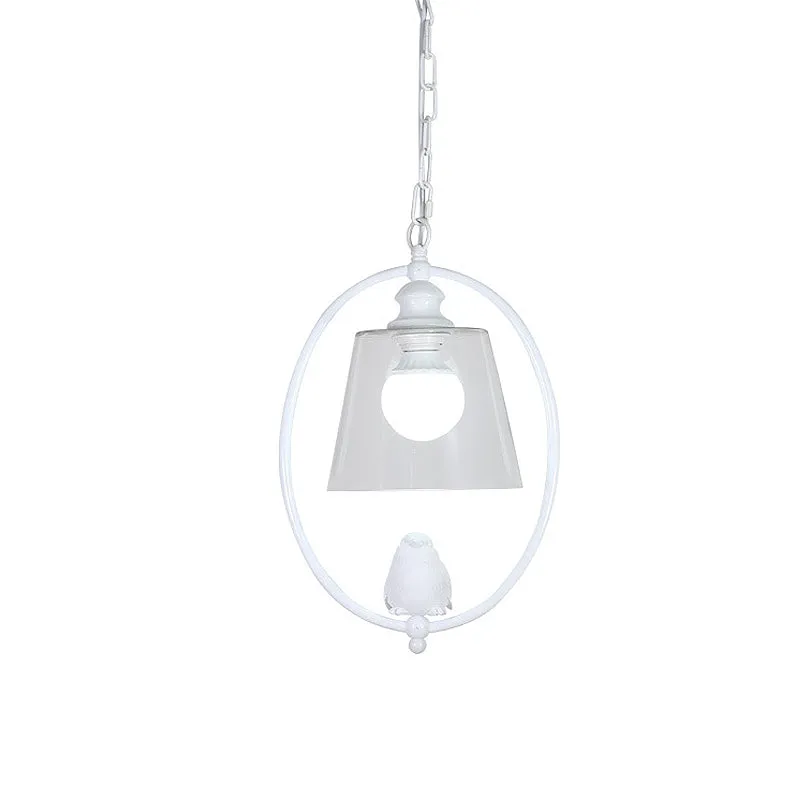 Ovale hanglampset Nordic Metal 1-kops wit/zwart hangende plafondlamp met helderglazen kap Clearhalo