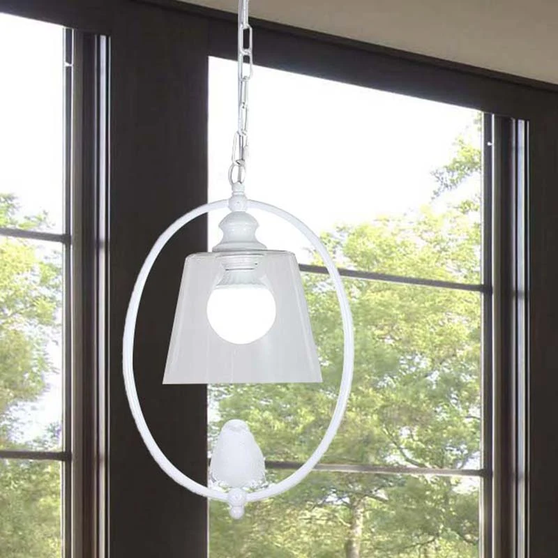 Ovale hanglampset Nordic Metal 1-kops wit/zwart hangende plafondlamp met helderglazen kap Clearhalo
