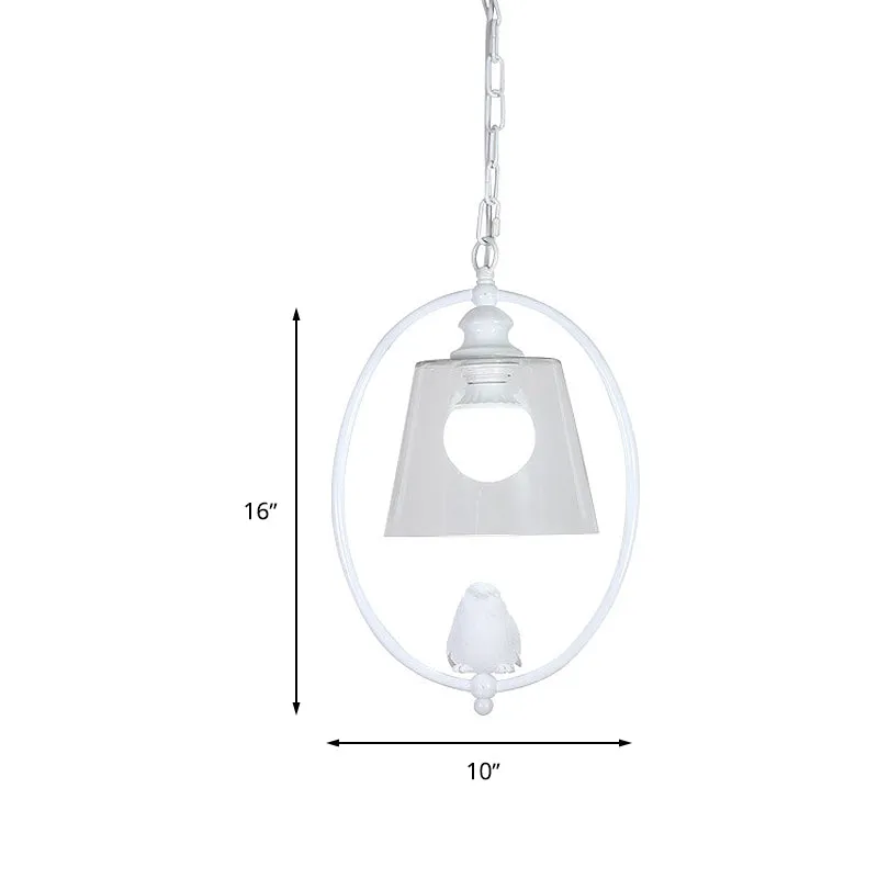Ovale hanglampset Nordic Metal 1-kops wit/zwart hangende plafondlamp met helderglazen kap Clearhalo
