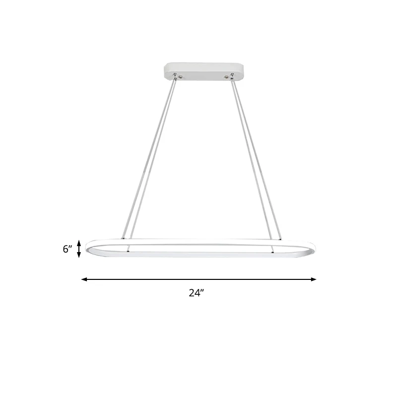 Ovale keukenkroonluchter aluminium 1/2 licht moderne witte LED hanglamp neutraal/warm/wit licht Clearhalo