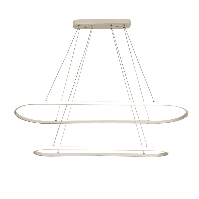 Ovale keukenkroonluchter aluminium 1/2 licht moderne witte LED hanglamp neutraal/warm/wit licht Clearhalo