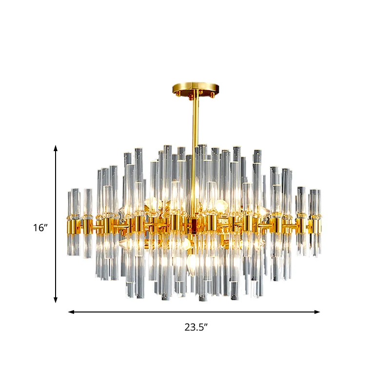 Ovale kroonluchter verlichting moderne kristallen buis 5 lampen gouden plafond hanglamp voor woonkamer Clearhalo
