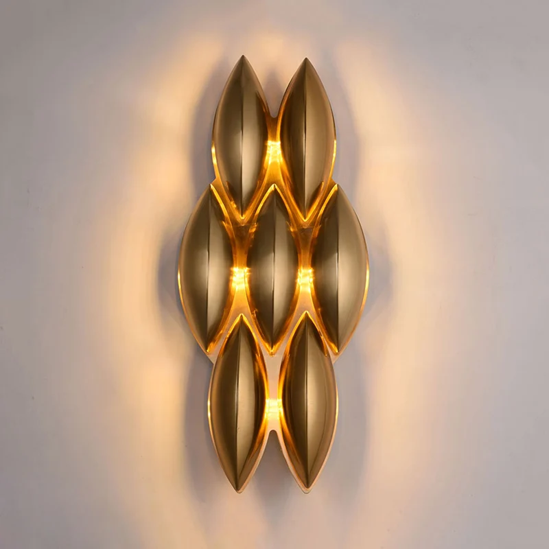Ovale schans licht traditionele metalen 7/14 hoofden gouden wandlamp armatuur voor woonkamer, 7"/14" breed Clearhalo