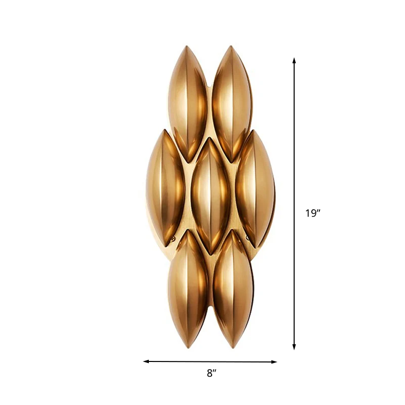 Ovale schans licht traditionele metalen 7/14 hoofden gouden wandlamp armatuur voor woonkamer, 7"/14" breed Clearhalo