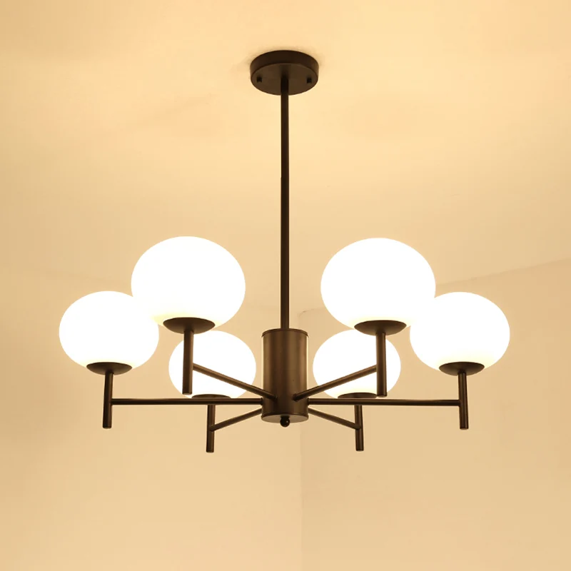 Ovale woonkamer hanglamp crèmekleurige glazen postmoderne plafondkroonluchter Clearhalo