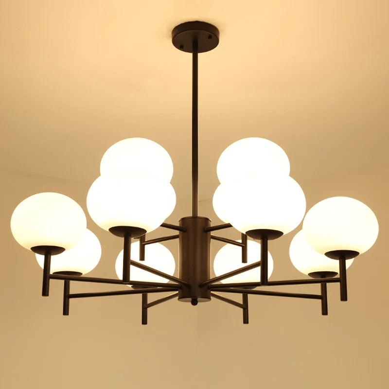 Ovale woonkamer hanglamp crèmekleurige glazen postmoderne plafondkroonluchter Clearhalo