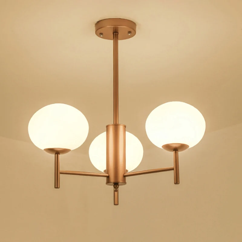Ovale woonkamer hanglamp crèmekleurige glazen postmoderne plafondkroonluchter Clearhalo