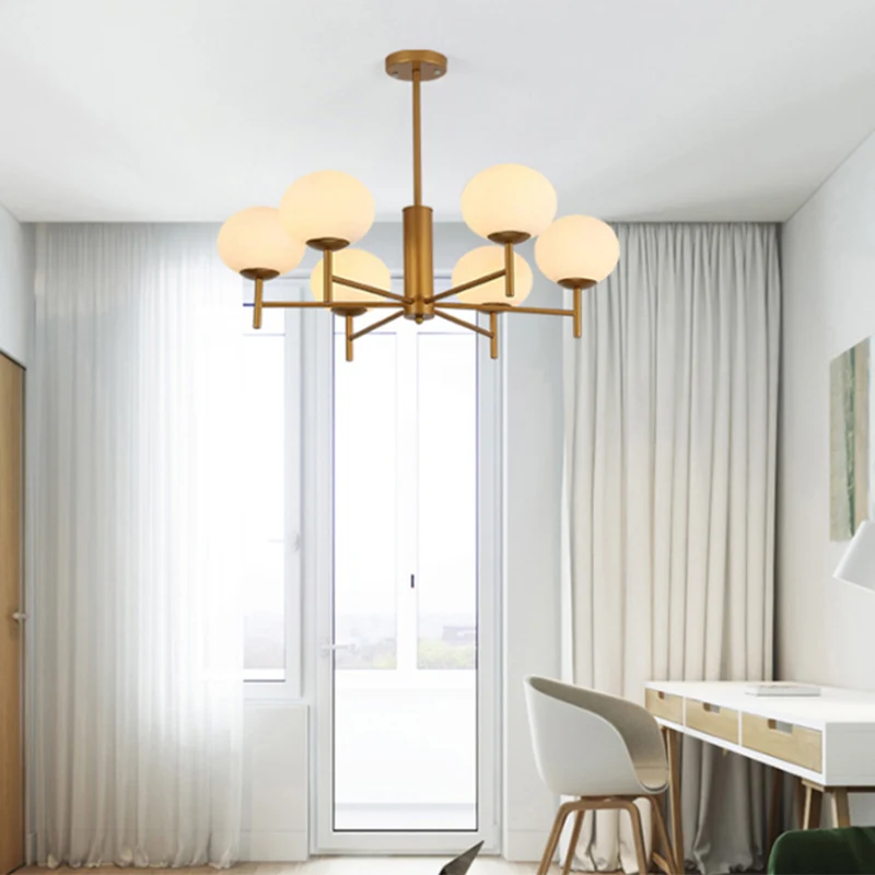 Ovale woonkamer hanglamp crèmekleurige glazen postmoderne plafondkroonluchter Clearhalo