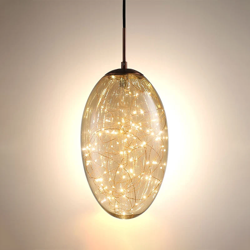 Ovale woonkamer hanglamp rookgrijs/amber glas LED eigentijdse hanglamp Clearhalo