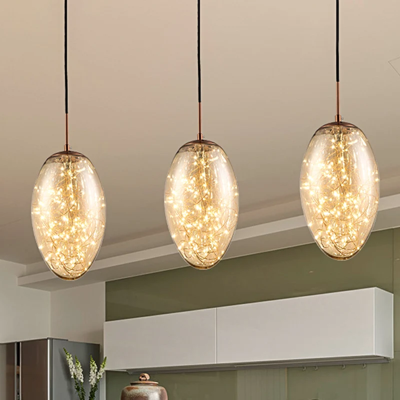 Ovale woonkamer hanglamp rookgrijs/amber glas LED eigentijdse hanglamp Clearhalo