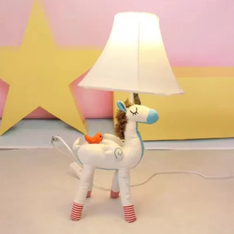 Paardvorm Leeslamp Enkele lamp Cartoon Stof Bureaulamp voor kinderstudeerkamer Clearhalo