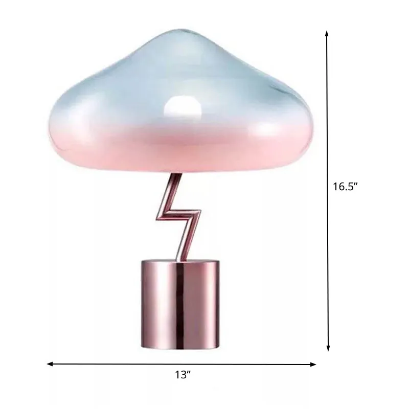 Paddestoel Bureaulamp Modernistisch Roze en Blauw Glas 1 Lamp Slaapkamer Nachttafellamp Clearhalo