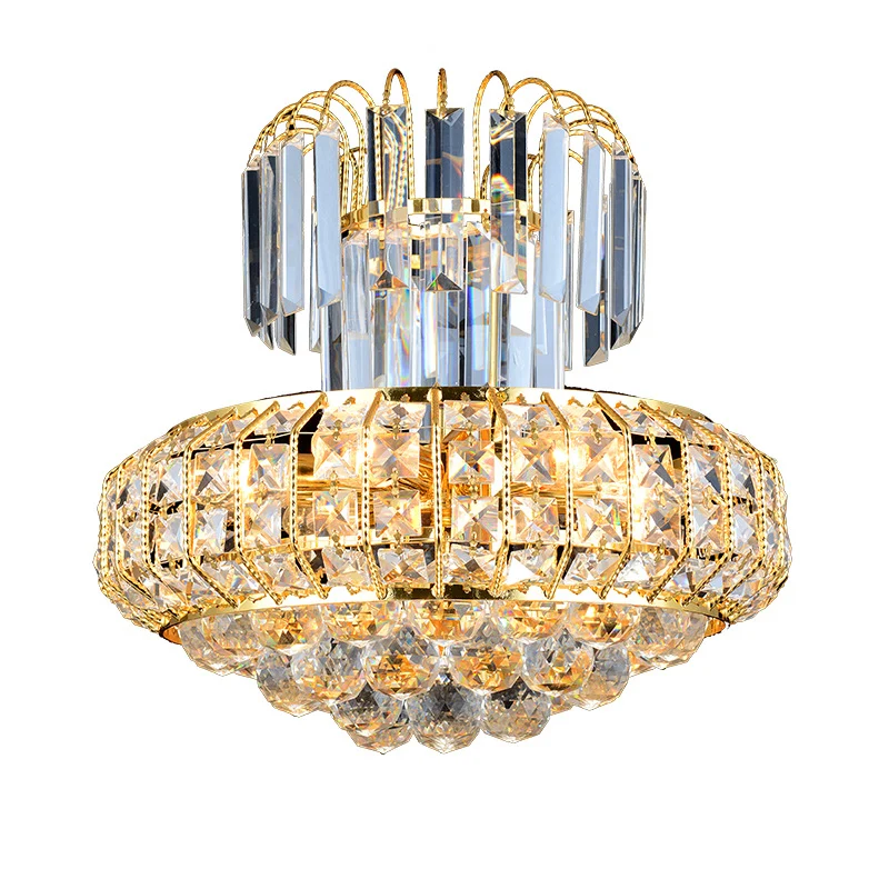 Paddestoel Kroonluchter Licht Modern Gefacetteerd Kristal 6 Lichts Goud Hangend Plafondlicht voor Lobby Bar Clearhalo