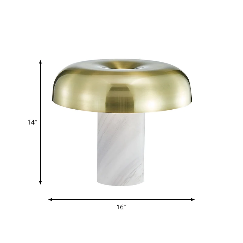 Paddestoel Tafelstandaard Licht Minimalistisch Marmer 1-lichts nachtlamp met witte en bronzen afwerking Clearhalo