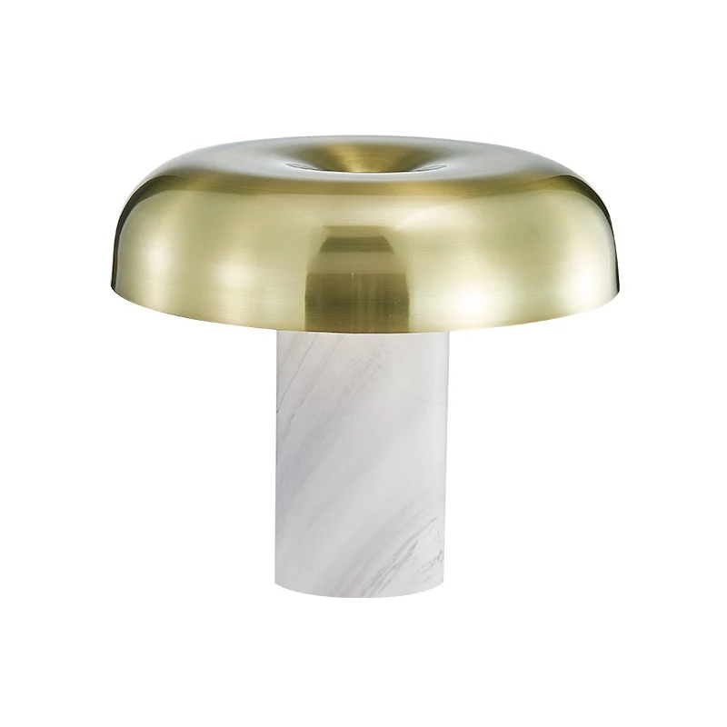 Paddestoel Tafelstandaard Licht Minimalistisch Marmer 1-lichts nachtlamp met witte en bronzen afwerking Clearhalo