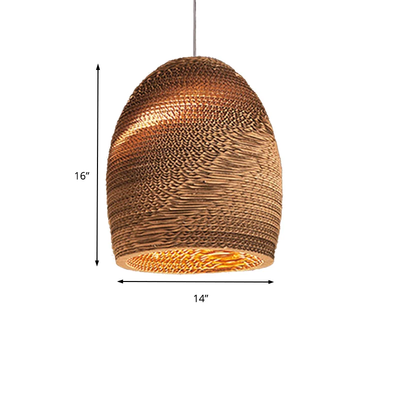 Papieren koepelschaduw hanglamp Aziatische stijl 1 lamp plafondlamp bruin voor restaurant, diameter 10"/14"/16"/22" Clearhalo